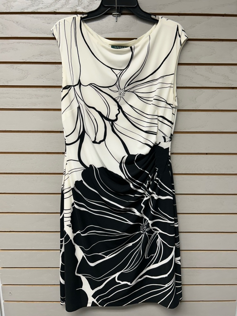 Lauren Ralph Lauren Black and White Floral Midi Dress